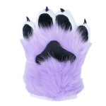 Fancy Four Finger Paw Gloves - Lavender + White