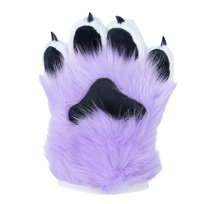 Fancy Four Finger Paw Gloves - Lavender + White