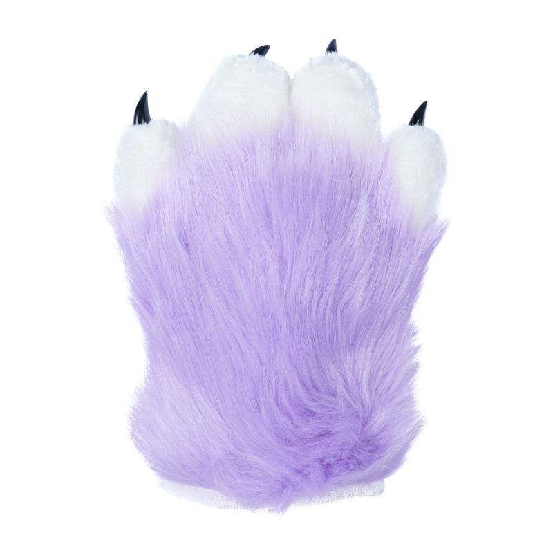 Fancy Four Finger Paw Gloves - Lavender + White