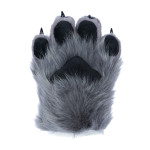 Fancy Four Finger Paw Gloves - Gray + Black