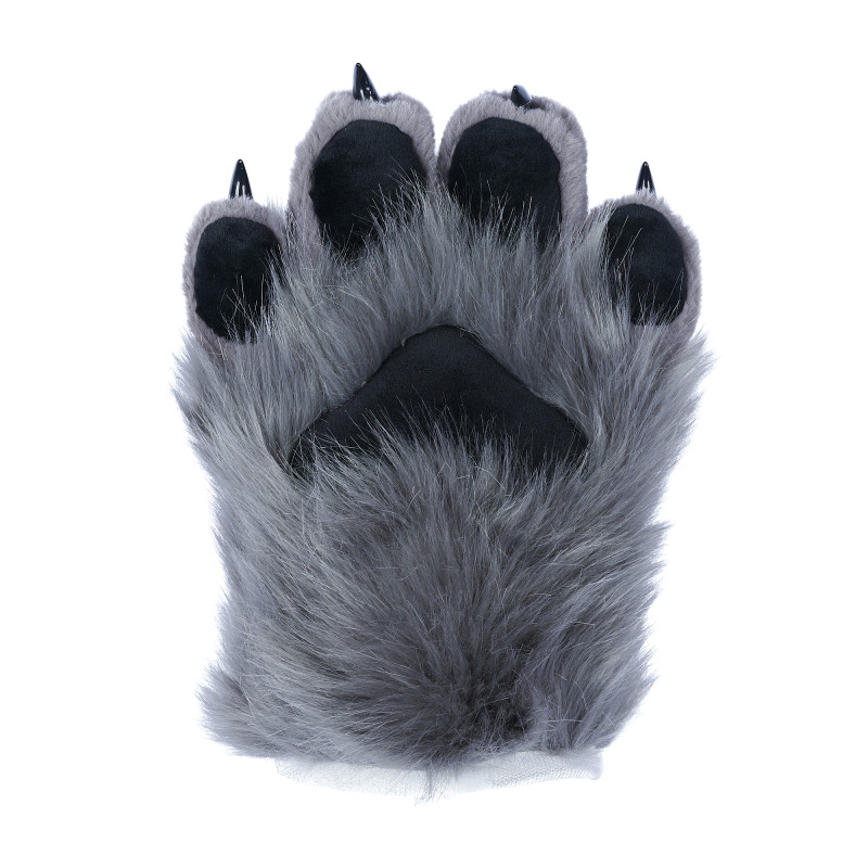 Fancy Four Finger Paw Gloves - Gray + Black