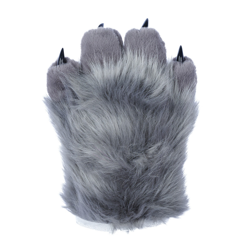 Fancy Four Finger Paw Gloves - Gray + Black