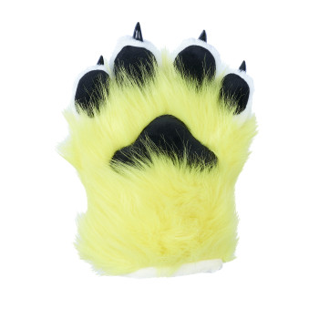 Fancy Four Finger Paw Gloves - Yellow + White