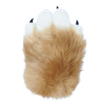Fancy Four Finger Paw Gloves - Camel + White