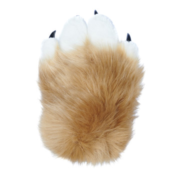 Fancy Four Finger Paw Gloves - Camel + White