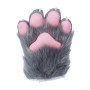 Fancy Four Finger Paw Gloves - Gray + Pink
