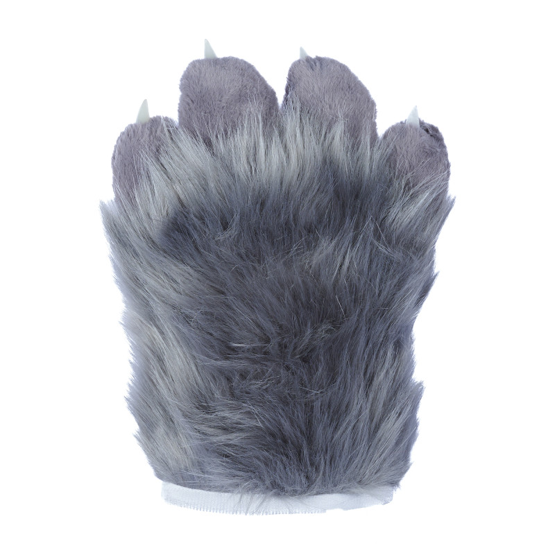 Fancy Four Finger Paw Gloves - Gray + Pink