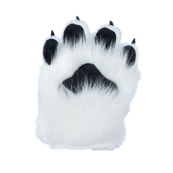 Fancy Four Finger Paw Gloves - White + Black