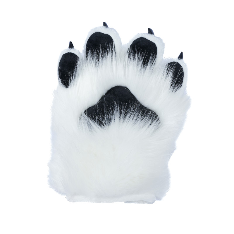Fancy Four Finger Paw Gloves - White + Black