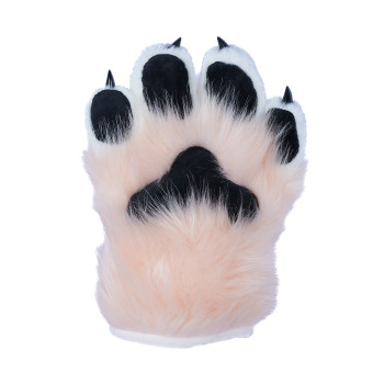 Fancy Four Finger Paw Gloves - Baby Pink + White