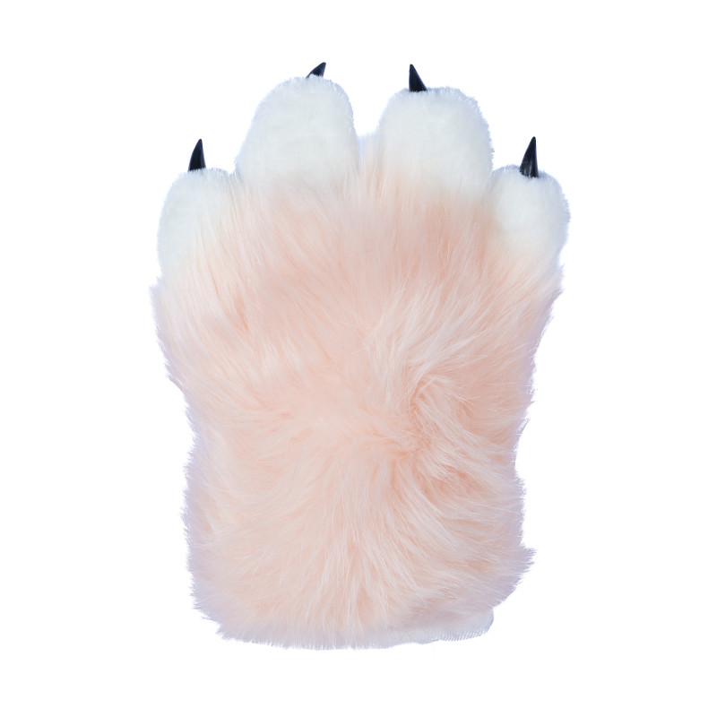 Fancy Four Finger Paw Gloves - Baby Pink + White