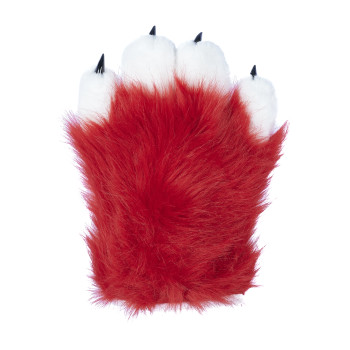 Fancy Four Finger Paw Gloves - Red + White