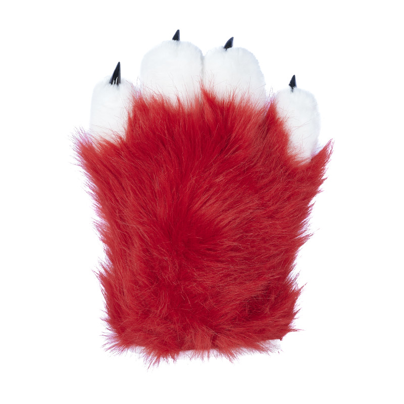 Fancy Four Finger Paw Gloves - Red + White