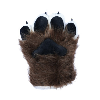 Fancy Four Finger Paw Gloves - Brown + White