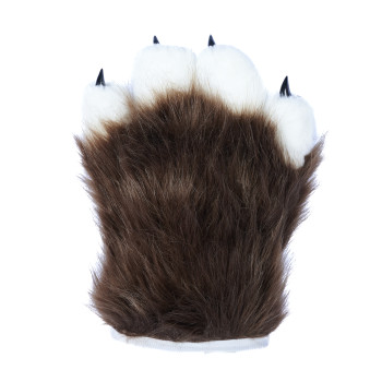 Fancy Four Finger Paw Gloves - Brown + White