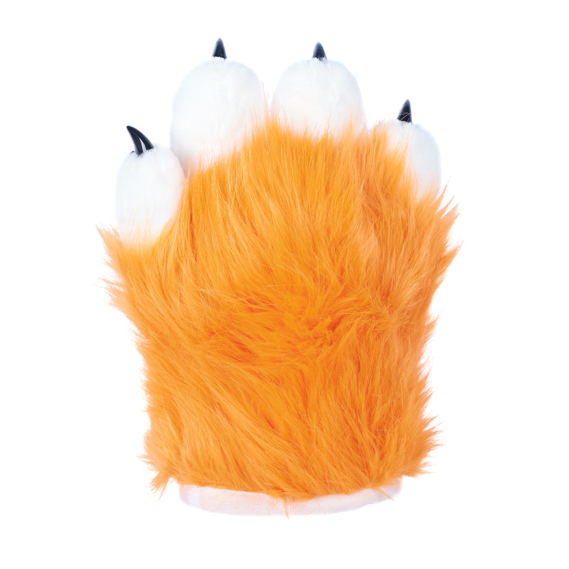 Fancy Four Finger Paw Gloves - Orange + White