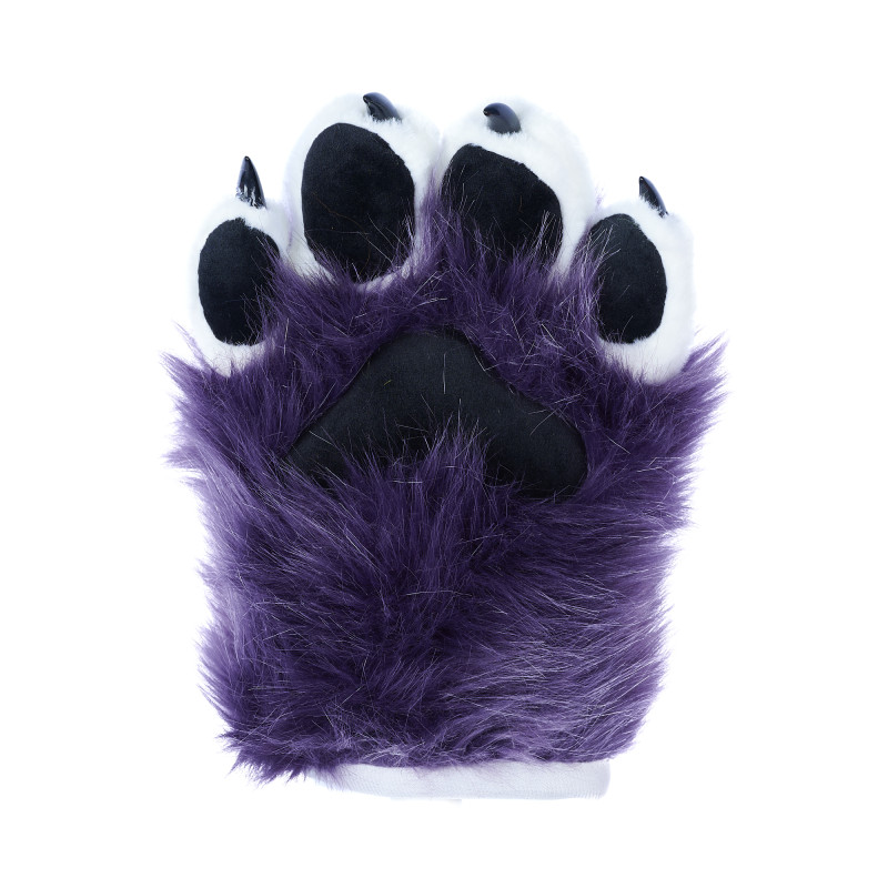 Fancy Four Finger Paw Gloves - Purple + White
