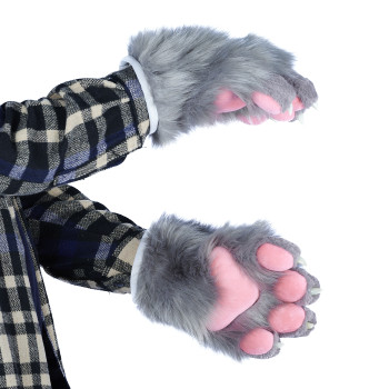 Fancy Four Finger Paw Gloves - Black + Pink