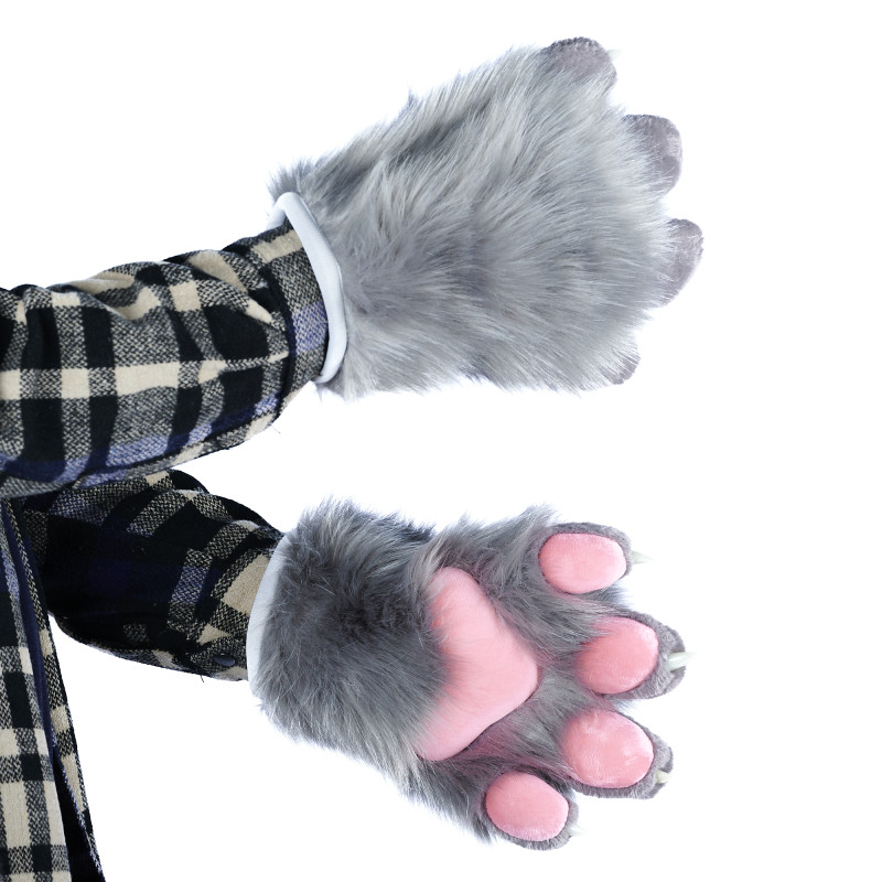 Fancy Four Finger Paw Gloves - Black + Pink