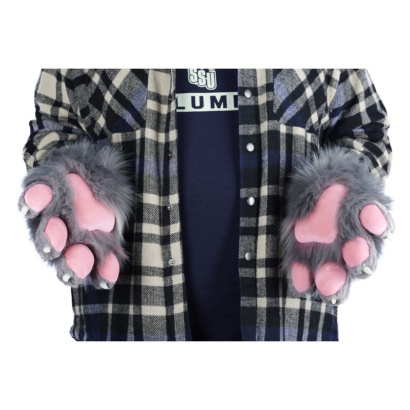 Fancy Four Finger Paw Gloves - Black + Pink
