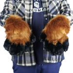 Fancy Five Finger Paw Gloves - Rust + Black